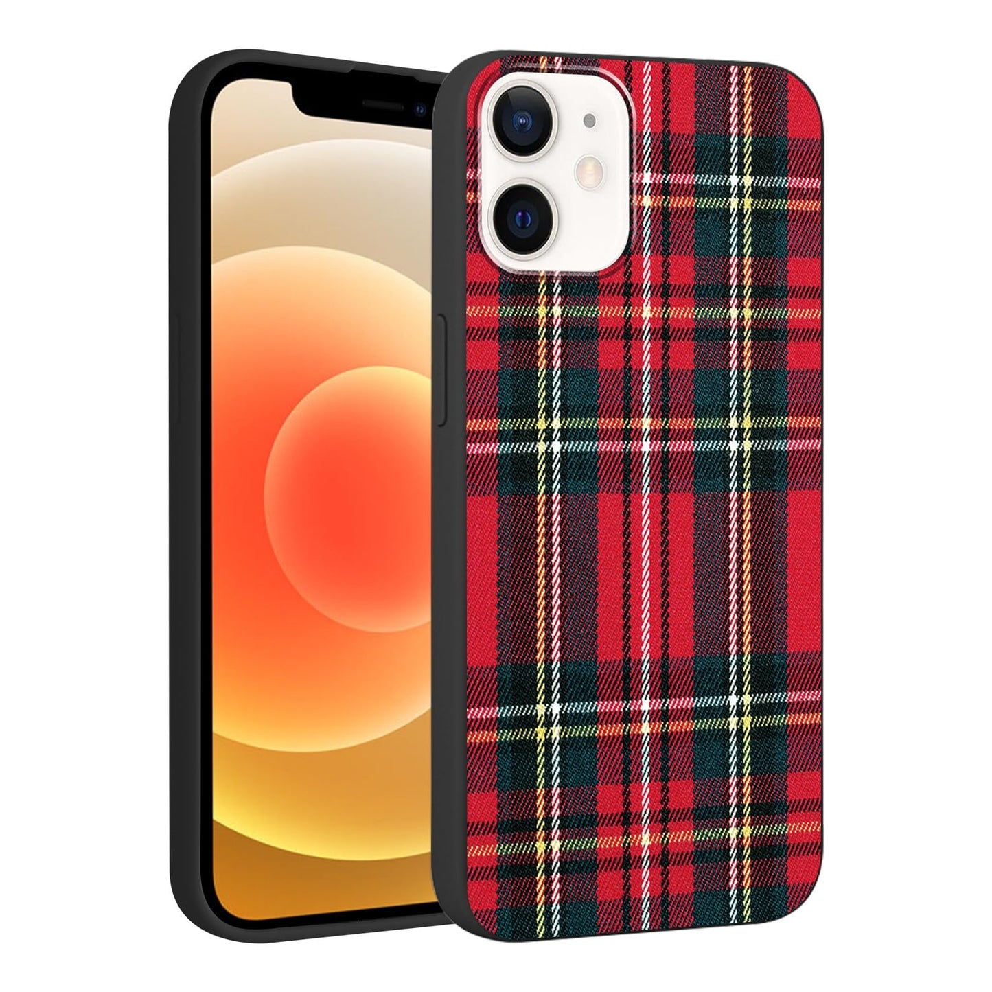 Merry Christmas Plaid Checkered Phone Case for iPhone 11 6.1", Cute Xmas Case Red Grey Scottish Tartan Grid Stripe Pattern Design Cover Shockproof Soft Silicone Protective Funda for Girl Women