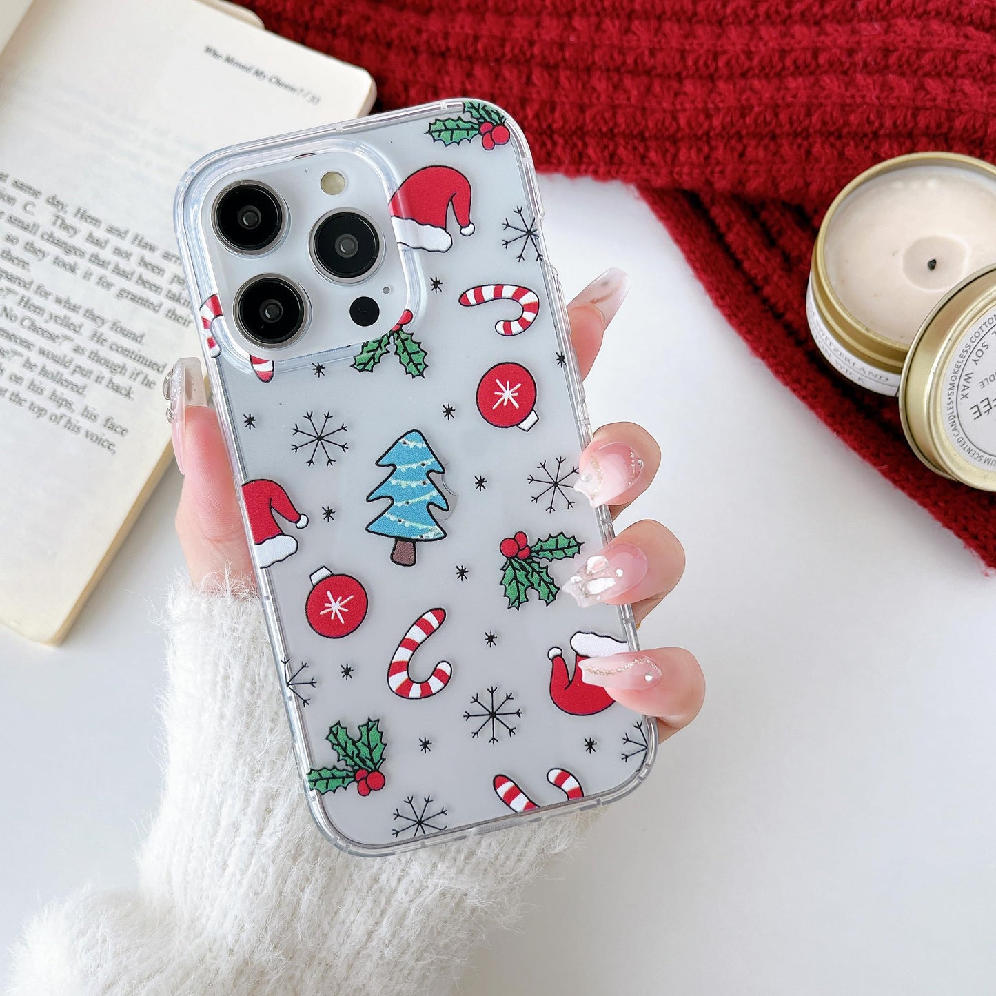 RALEAVO for iPhone 16 Christmas Case Clear Cute Snowflakes Pattern,White | for iPhone 16 Case Christmas Cute Snowflakes Design,Winter Holiday Cover,Transparent Soft TPU Shockproof Protective