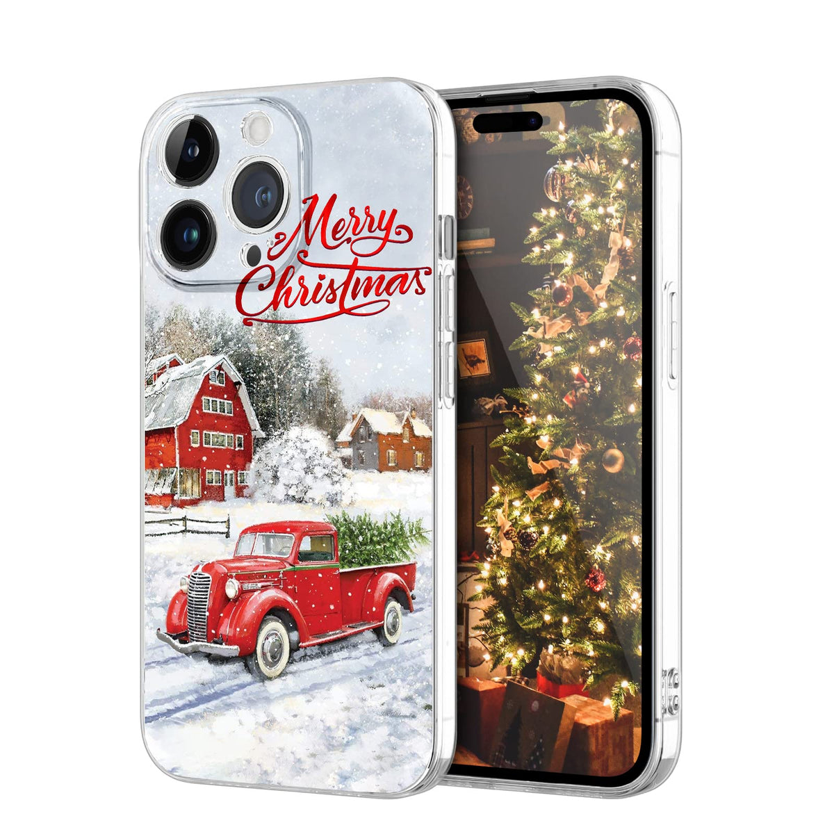 Newseego for iPhone 16 Case, Cute Red Car Pattern Merry Christmas Phone Case for Women Girls Children Anti-Yellow Soft TPU Bumper Shockproof Protective Cover for iPhone 16