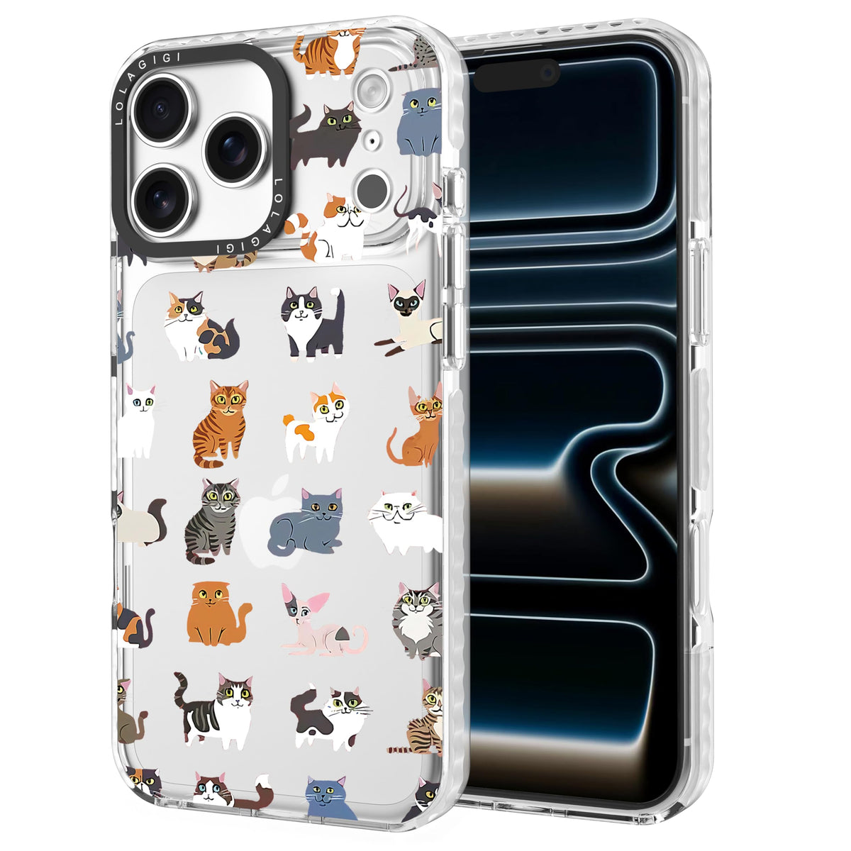 for iPhone 15 Pro Case for Women, Cute Pet Cat Cartoon Art Animal Print Girly Design Kawaii Aesthetic Cartoon Pattern for Girls Teens Soft TPU Phone Case (6.1")