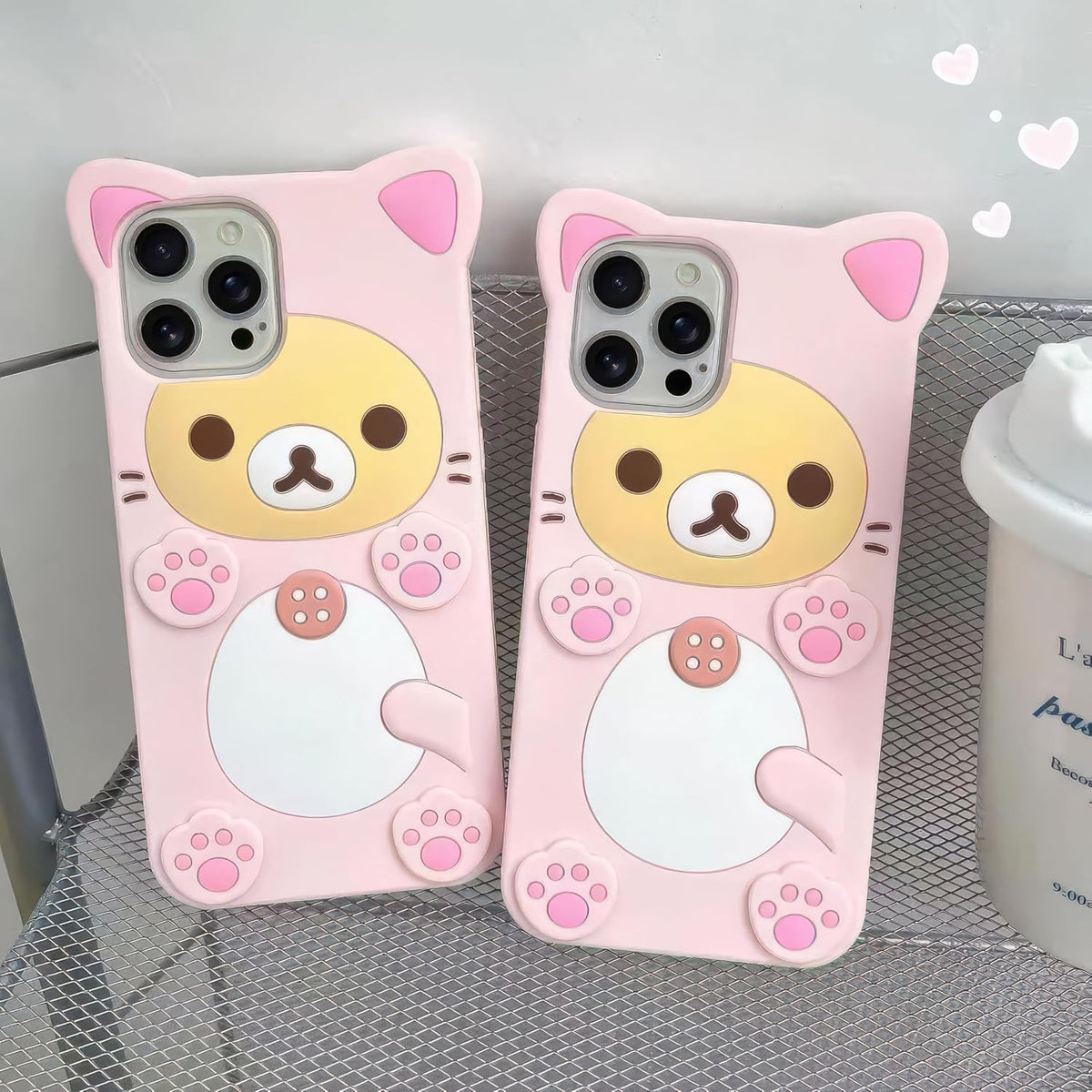 IAIYOXI 3D Cute Cartoon Bear Phone Case for iPhone 13 - Fashionable and Stylish - Funny Pink Bear Design - Soft TPU Protective Case - Kawaii Silicone Cover for Women, Girls, and Kids