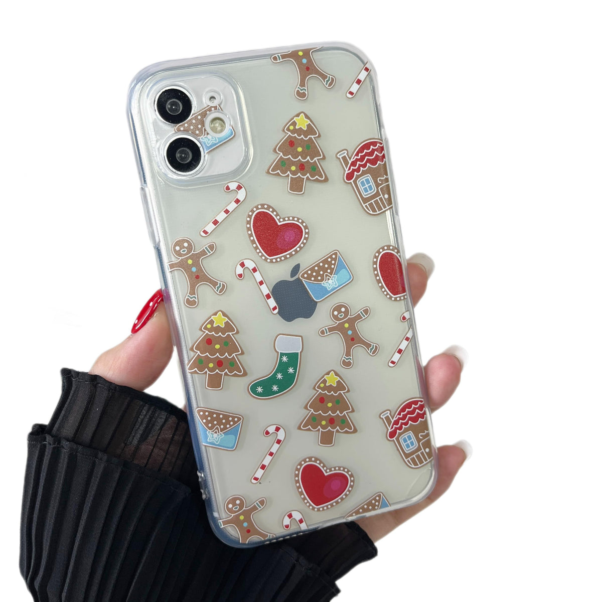 ZTOFERA Christmas Phone Case for iPhone 14 6.1 inch,Clear Cute Merry Christmas Pattern Phone Case Gifts Transparent Hard PC +TPU Bumper Shockproof Protective Cover-Gingerbread Man