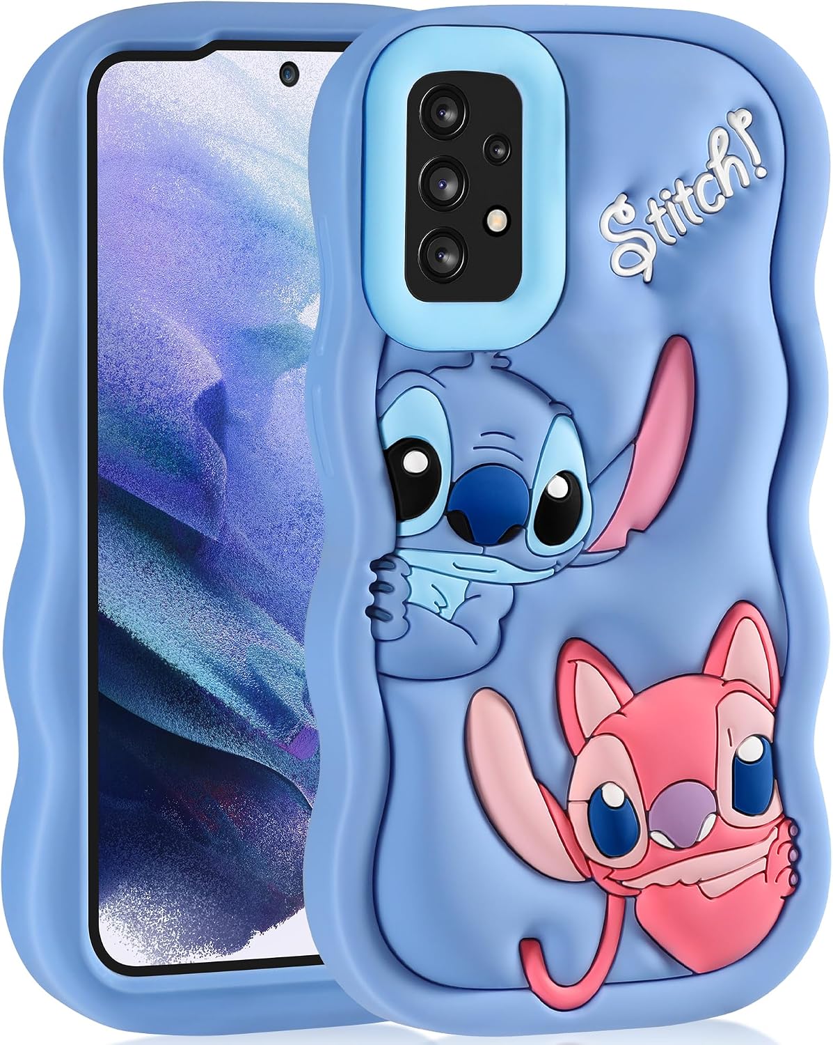 Cute Cartoon Phone Case 3D Character Design Cases for Smasung A53 - for Boys Girls Women Teens Kawaii Unique Fun Cool Funny Silicone Soft Shockproof Cover, Blue
