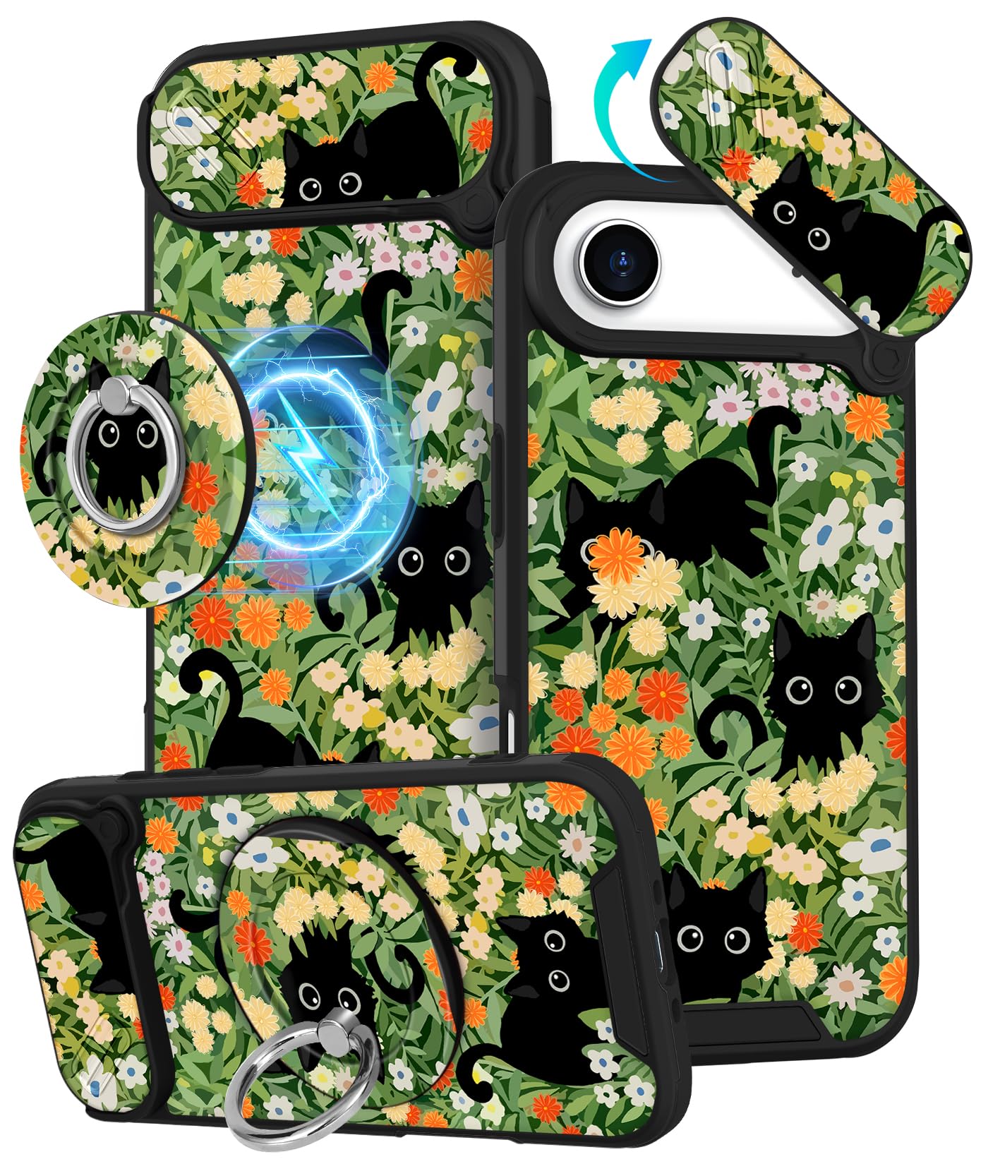 Buleens for iPhone 17 Pro Max Case 6.9 Inch - with Ring Stand & Camera Cover Aesthetic Cute Designed for Women Girls Girly Cartoon Kawaii Dogs Phone Case for iPhone 17 Pro Max Compatible with Magsafe