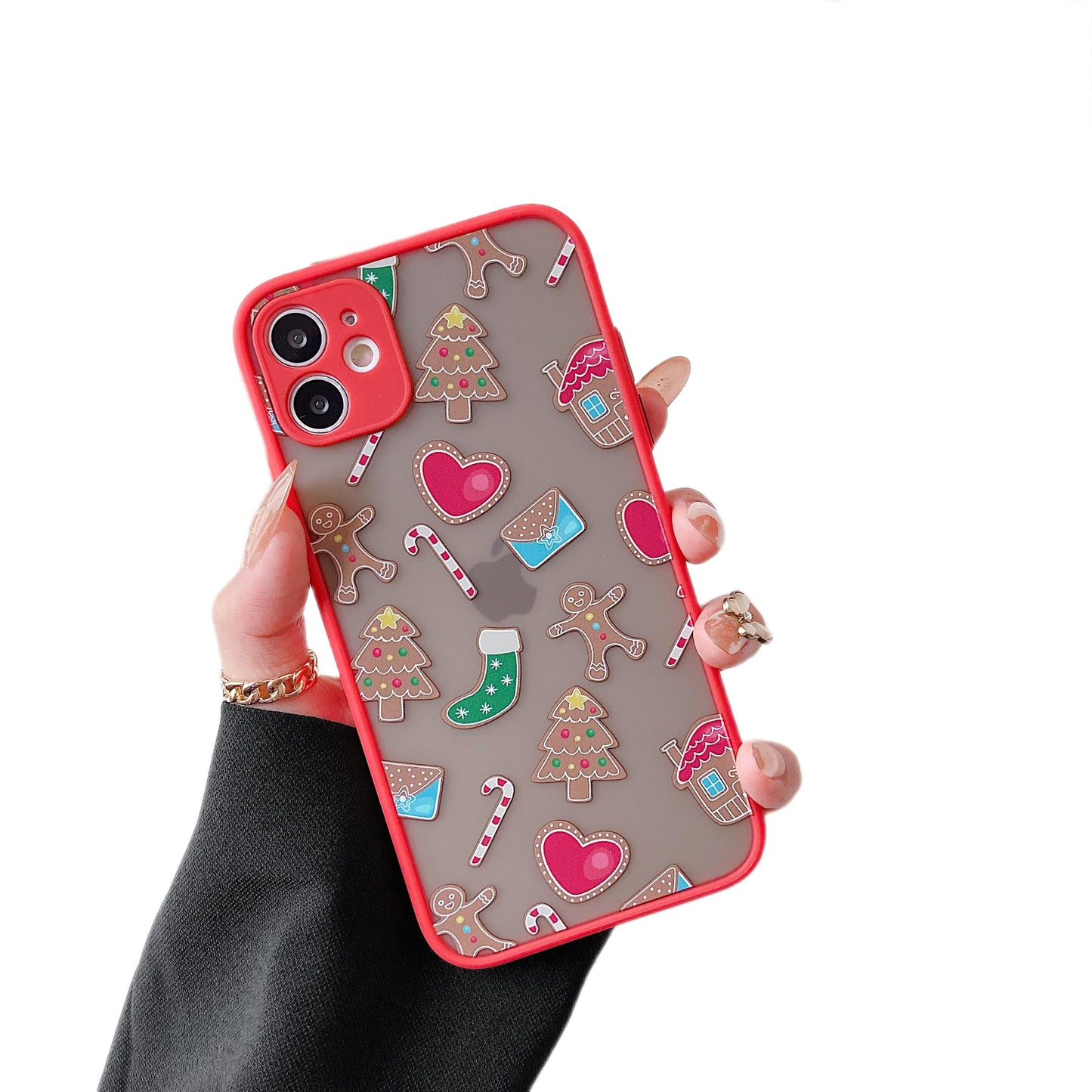 ZTOFERA Christmas Case for iPhone 15,Cute Merry Christmas Pattern Phone Case Gifts Translucent Silicone Hard PC +TPU Bumper Shockproof Protective Cover for iPhone 15 6.1 inch-Gingerbread Man