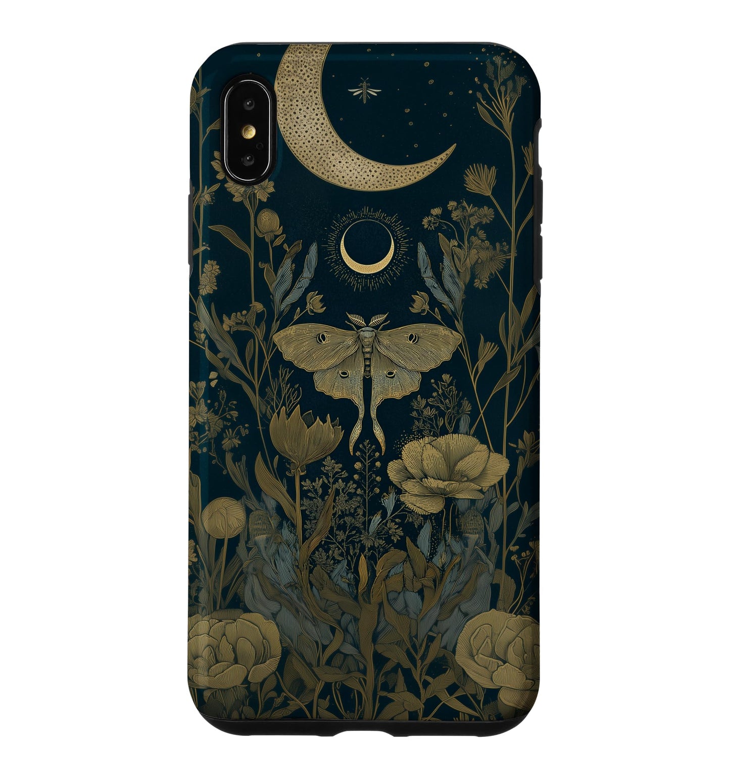 Luna Moth Wildflower Plant Pattern Sage Green Celestial Case for iPhone 13