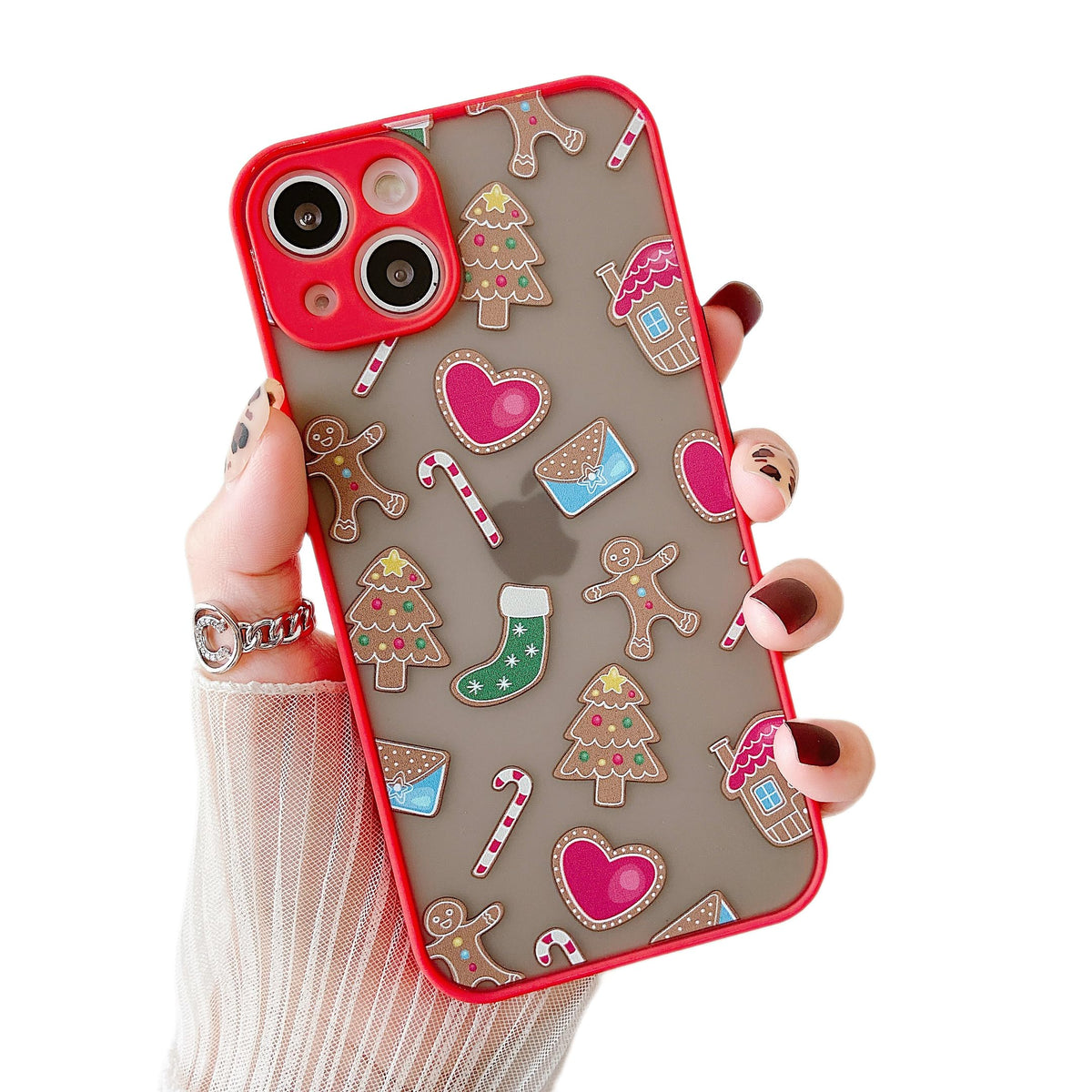 ZTOFERA Christmas Case for iPhone 15,Cute Merry Christmas Pattern Phone Case Gifts Translucent Silicone Hard PC +TPU Bumper Shockproof Protective Cover for iPhone 15 6.1 inch-Gingerbread Man