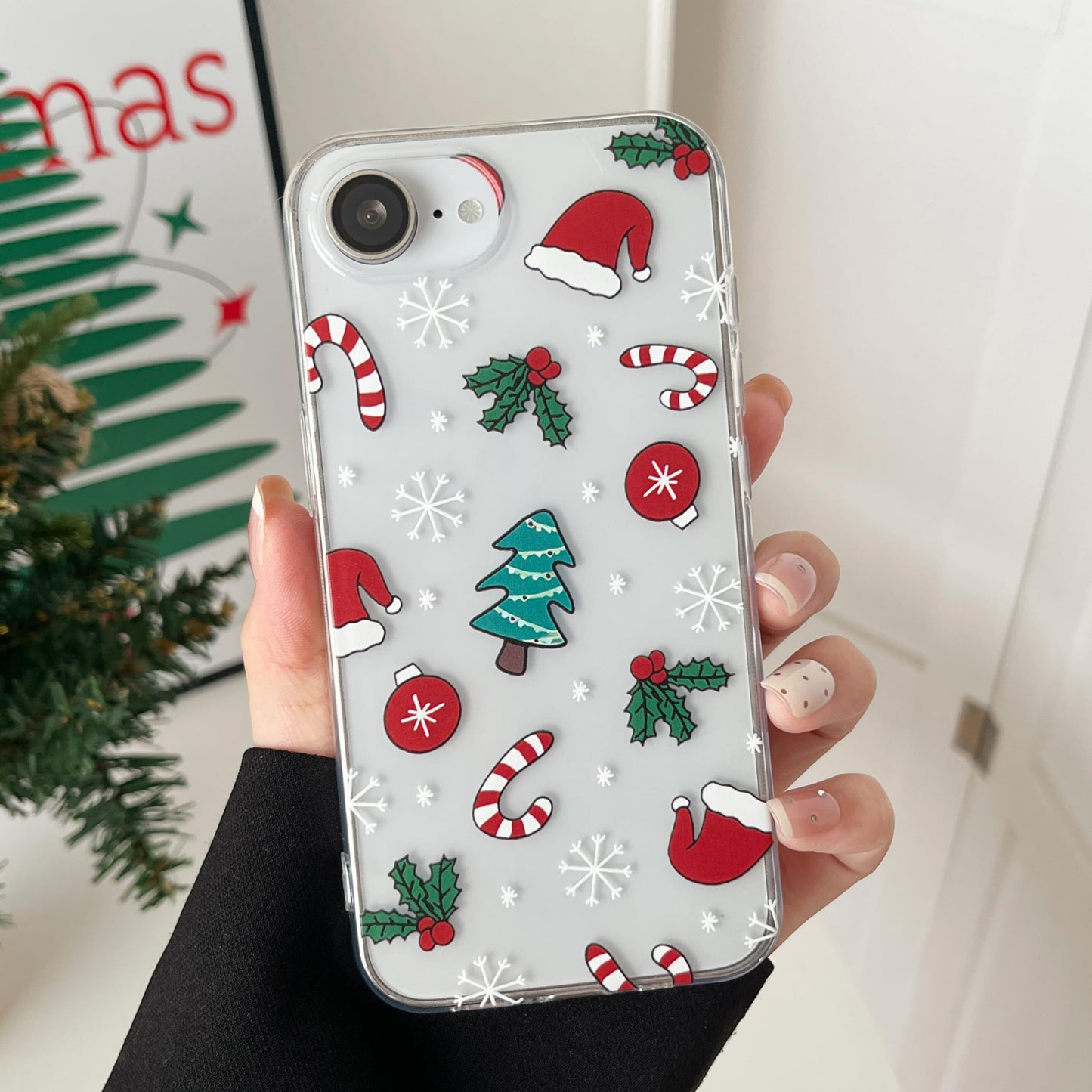 RALEAVO for iPhone 16 Christmas Case Clear Cute Snowflakes Pattern,White | for iPhone 16 Case Christmas Cute Snowflakes Design,Winter Holiday Cover,Transparent Soft TPU Shockproof Protective