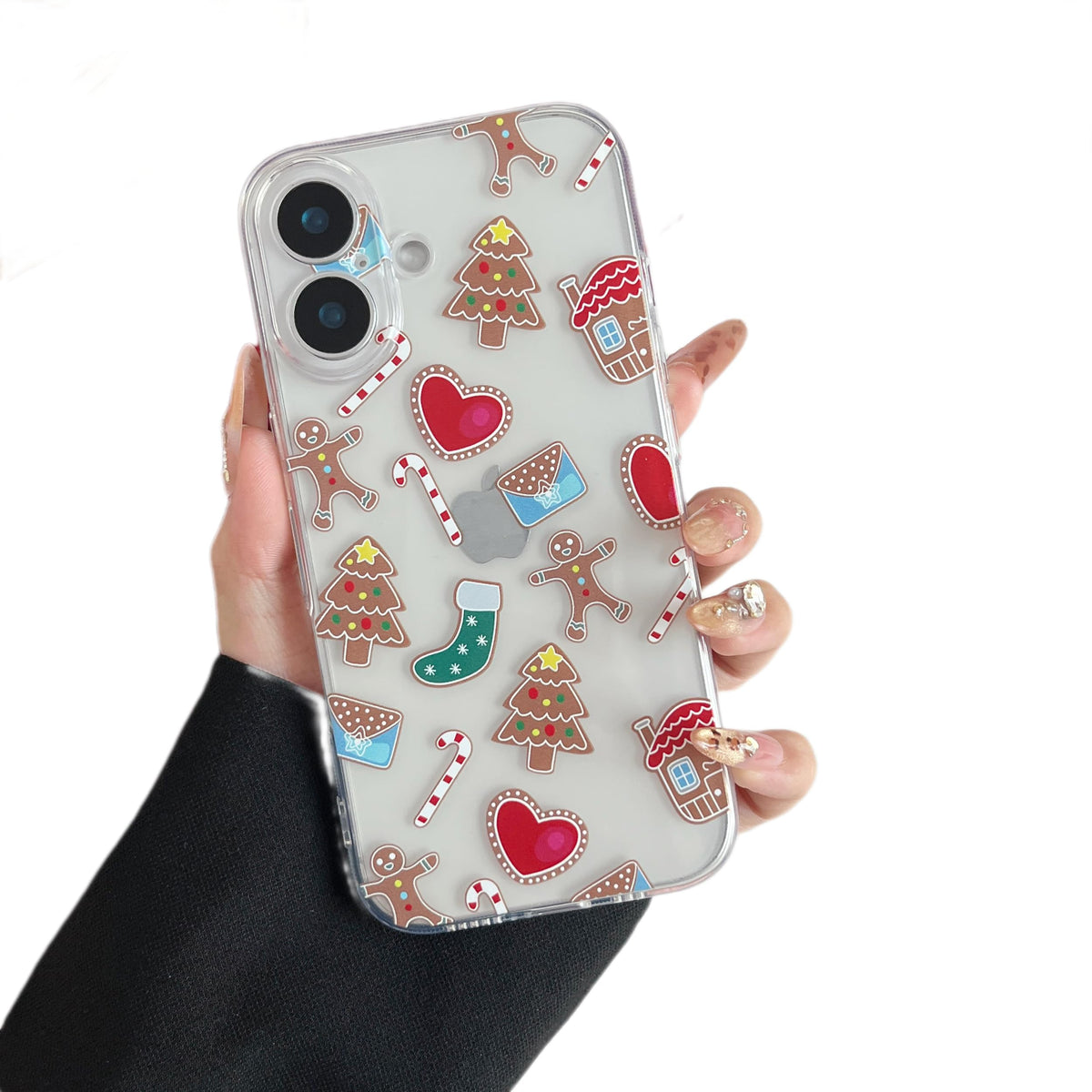ZTOFERA Christmas Phone Case for iPhone 14 6.1 inch,Clear Cute Merry Christmas Pattern Phone Case Gifts Transparent Hard PC +TPU Bumper Shockproof Protective Cover-Gingerbread Man