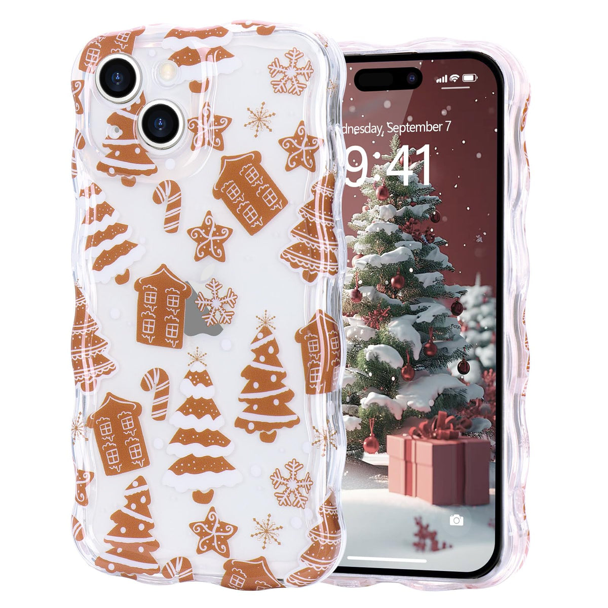 Christmas Phone Case for iPhone Air Wavy Clear Xmas,Candy Cane | Cute Curly Wavy Merry Xmas Pattern Case Clear Santa Snowman Elk Cover for Girls Kids Women Slim Protective Cover
