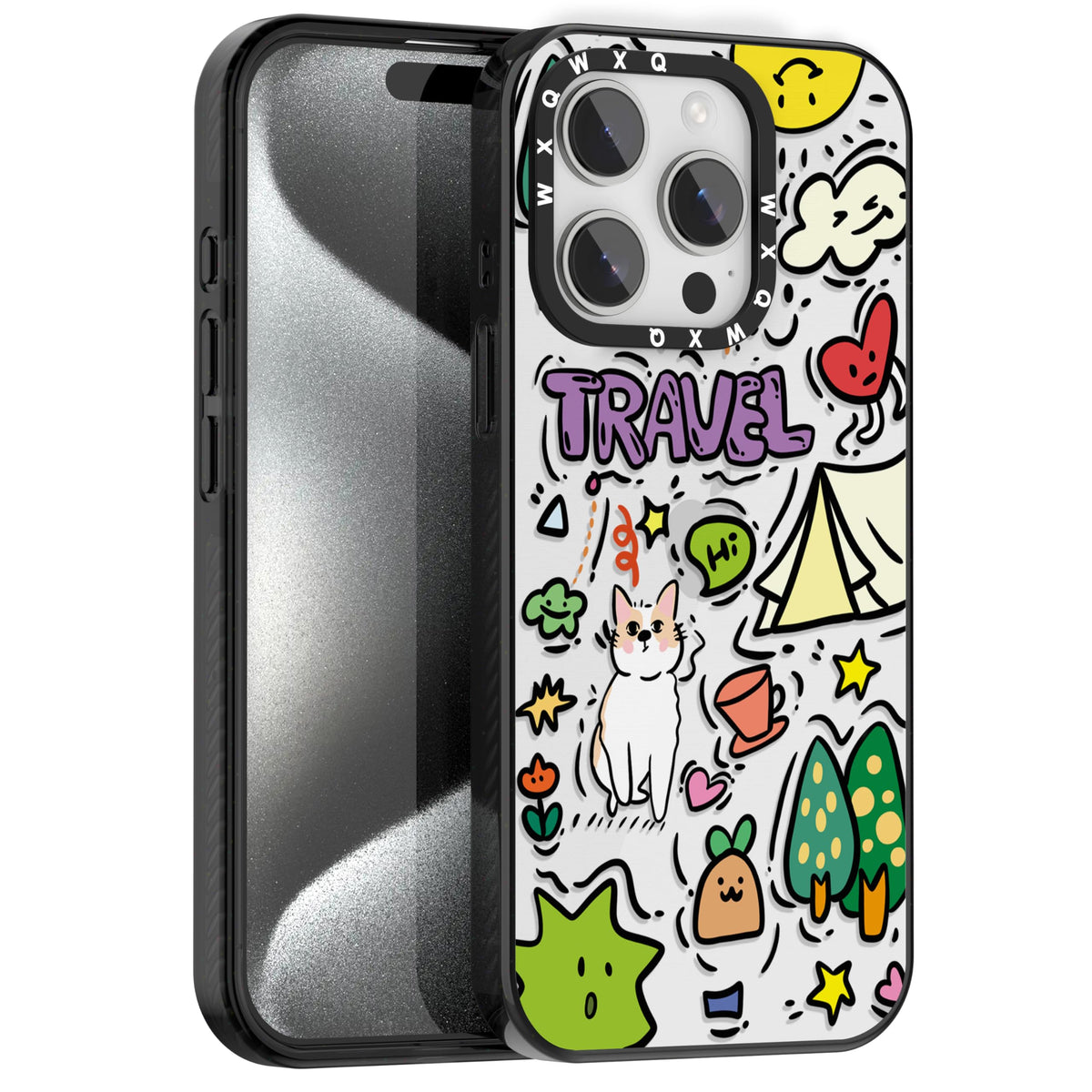 for iPhone 16 pro max Graffiti of Cartoon Animal Clear Phone Case | TPU+PC Premium Painted Anti-Drop Phone Case Superior Shock Absorption Military-Grade Drop Protection cover