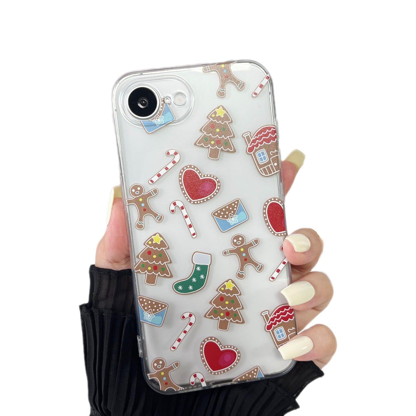 ZTOFERA Christmas Phone Case for iPhone 14 6.1 inch,Clear Cute Merry Christmas Pattern Phone Case Gifts Transparent Hard PC +TPU Bumper Shockproof Protective Cover-Gingerbread Man