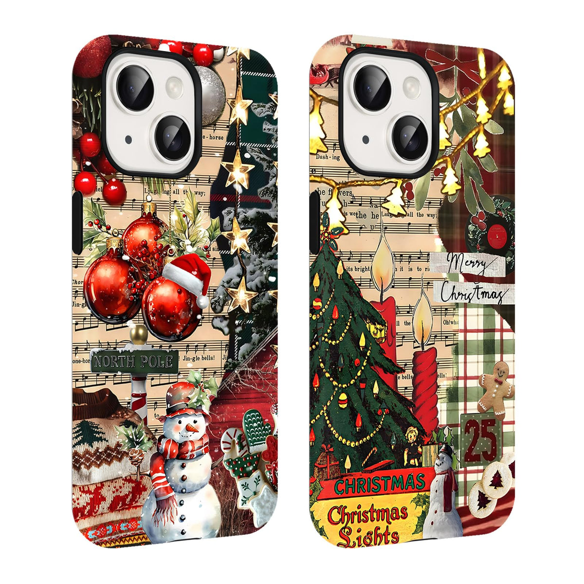 2 Pack Merry Christmas Tree Phone Case for iPhone 13 / iPhone 14 Case 6.1", Cute Xmas Snowflake Pattern Design Phone Cover Hard PC Shockproof Soft TPU Matte Protection Funda for Girls Women