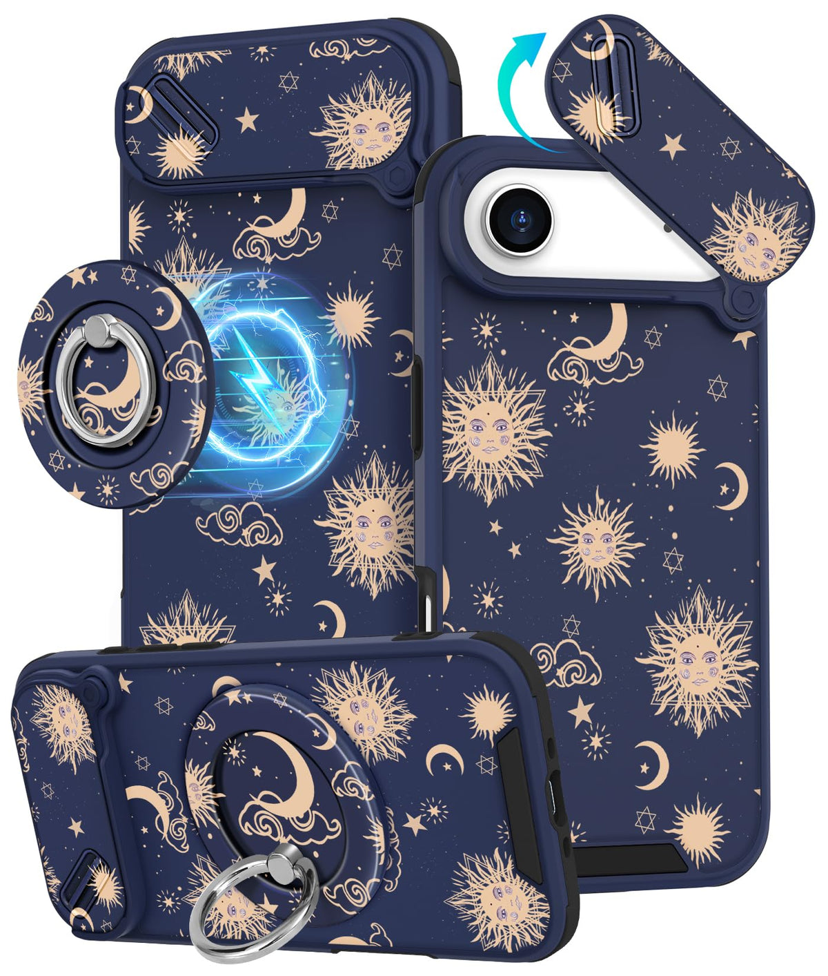 Buleens for iPhone 17 Pro Max Case 6.9 Inch - with Ring Stand & Camera Cover Aesthetic Cute Designed for Women Girls Girly Cartoon Kawaii Dogs Phone Case for iPhone 17 Pro Max Compatible with Magsafe