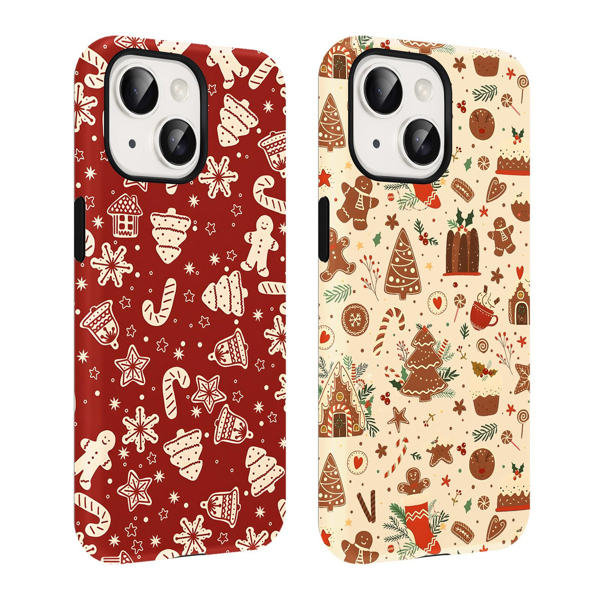 2 Pack Merry Christmas Tree Phone Case for iPhone 13 / iPhone 14 Case 6.1", Cute Xmas Snowflake Pattern Design Phone Cover Hard PC Shockproof Soft TPU Matte Protection Funda for Girls Women