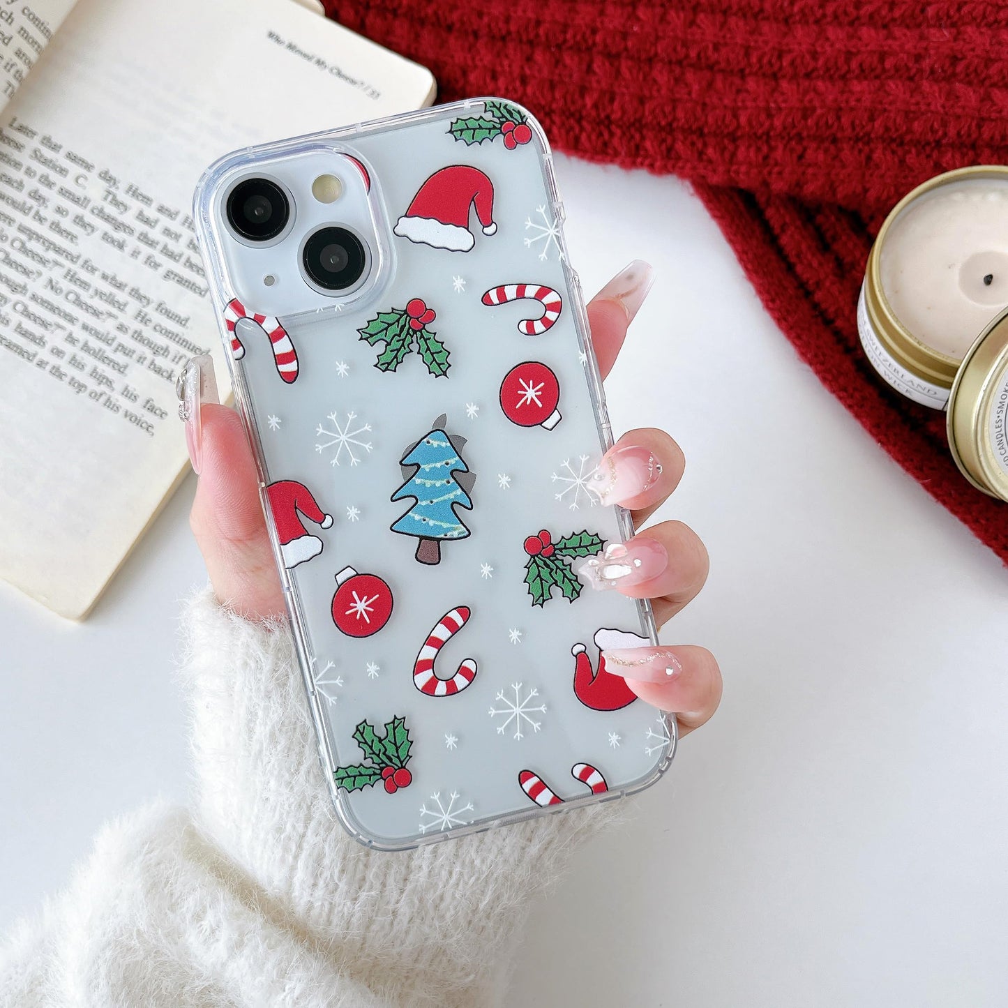 RALEAVO for iPhone 16 Christmas Case Clear Cute Snowflakes Pattern,White | for iPhone 16 Case Christmas Cute Snowflakes Design,Winter Holiday Cover,Transparent Soft TPU Shockproof Protective