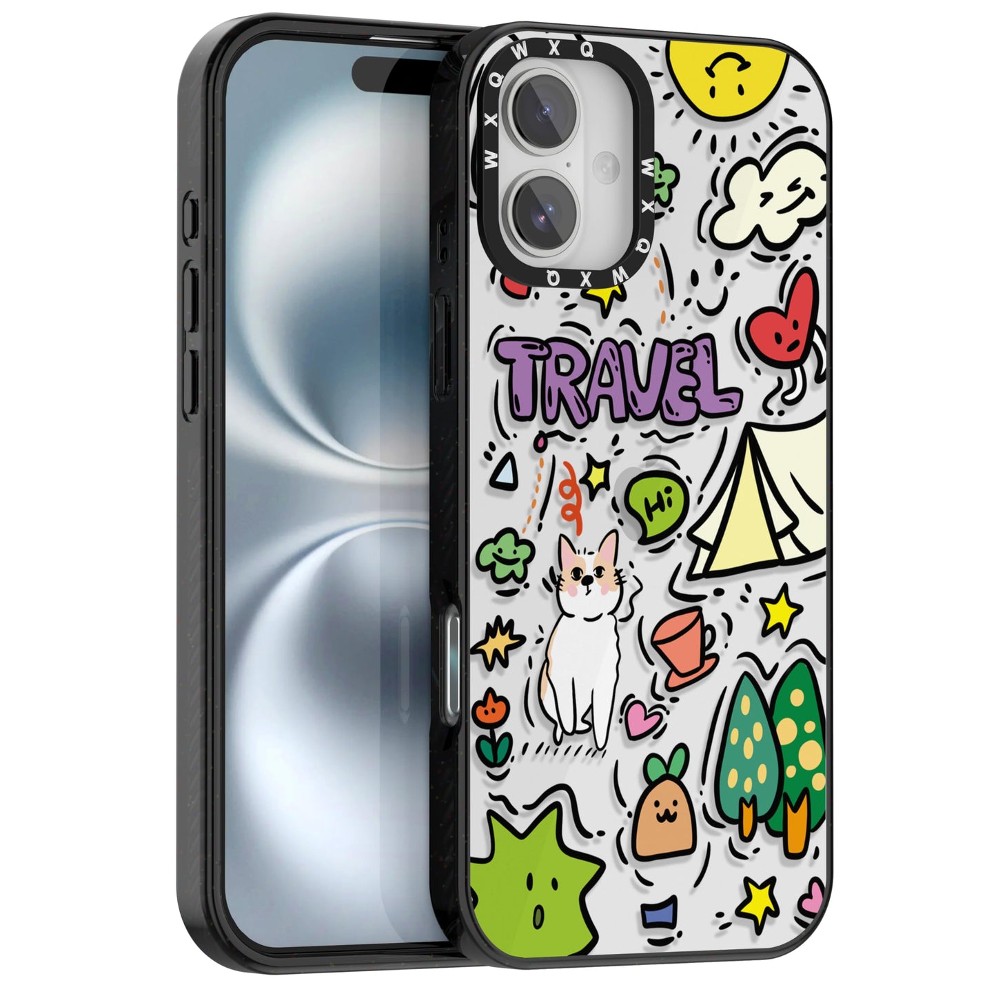 for iPhone 16 pro max Graffiti of Cartoon Animal Clear Phone Case | TPU+PC Premium Painted Anti-Drop Phone Case Superior Shock Absorption Military-Grade Drop Protection cover