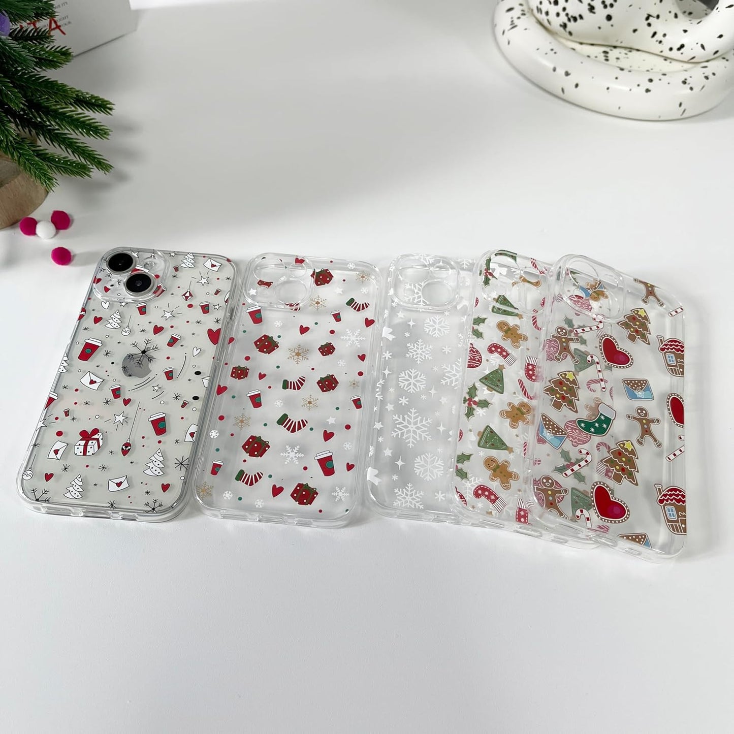 ZTOFERA Christmas Phone Case for iPhone 14 6.1 inch,Clear Cute Merry Christmas Pattern Phone Case Gifts Transparent Hard PC +TPU Bumper Shockproof Protective Cover-Gingerbread Man
