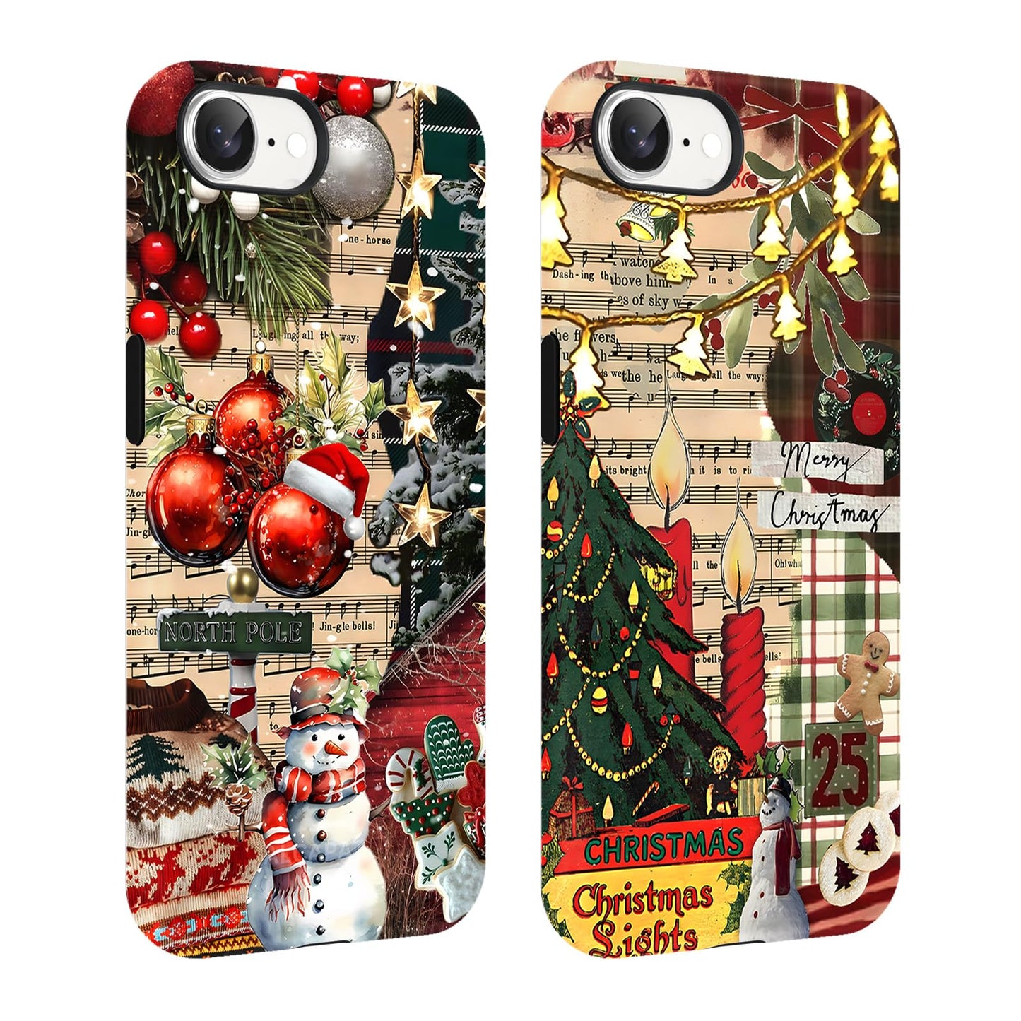 2 Pack Merry Christmas Tree Phone Case for iPhone 13 / iPhone 14 Case 6.1", Cute Xmas Snowflake Pattern Design Phone Cover Hard PC Shockproof Soft TPU Matte Protection Funda for Girls Women