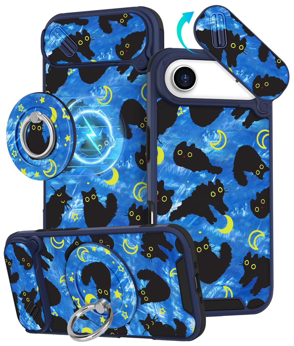 Buleens for iPhone 17 Pro Max Case 6.9 Inch - with Ring Stand & Camera Cover Aesthetic Cute Designed for Women Girls Girly Cartoon Kawaii Dogs Phone Case for iPhone 17 Pro Max Compatible with Magsafe