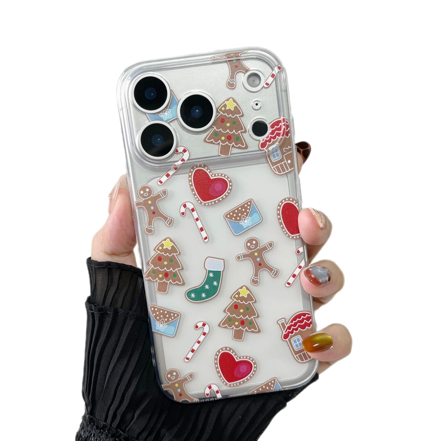 ZTOFERA Christmas Phone Case for iPhone 12 6.1 inch,Clear Cute Merry Christmas Pattern Phone Case Gifts Transparent Hard PC +TPU Bumper Shockproof Protective Cover-Gingerbread Man