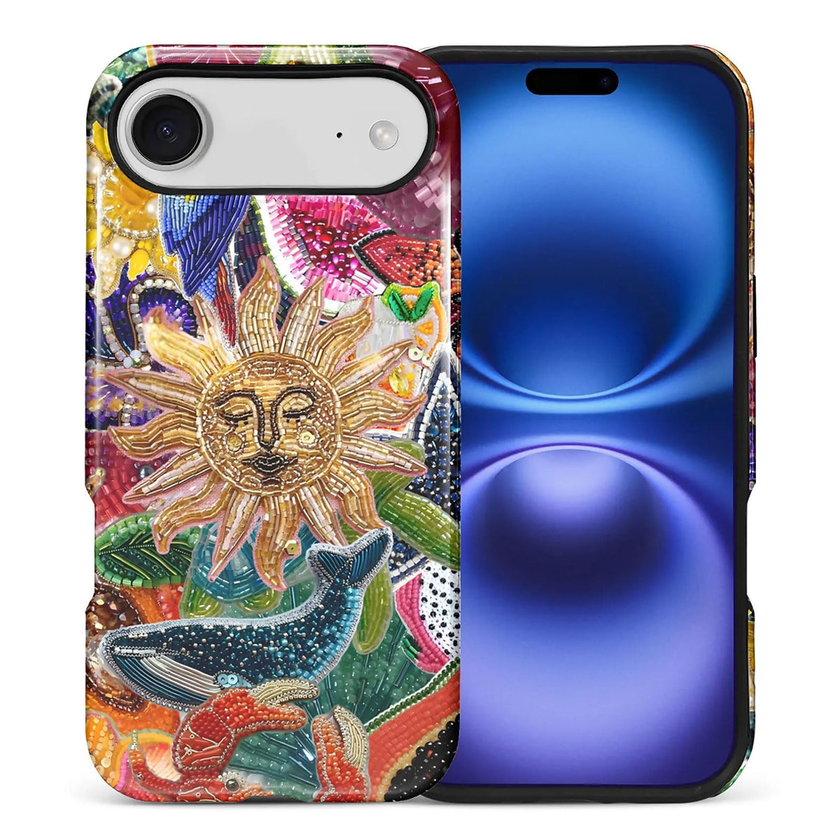 for iPhone 17 Case,Hybrid 2-Layer Hard Shell + Silicone Protective Case -Resistant Shockproof- Ally's Dog's Cute College Summer Flower Collage