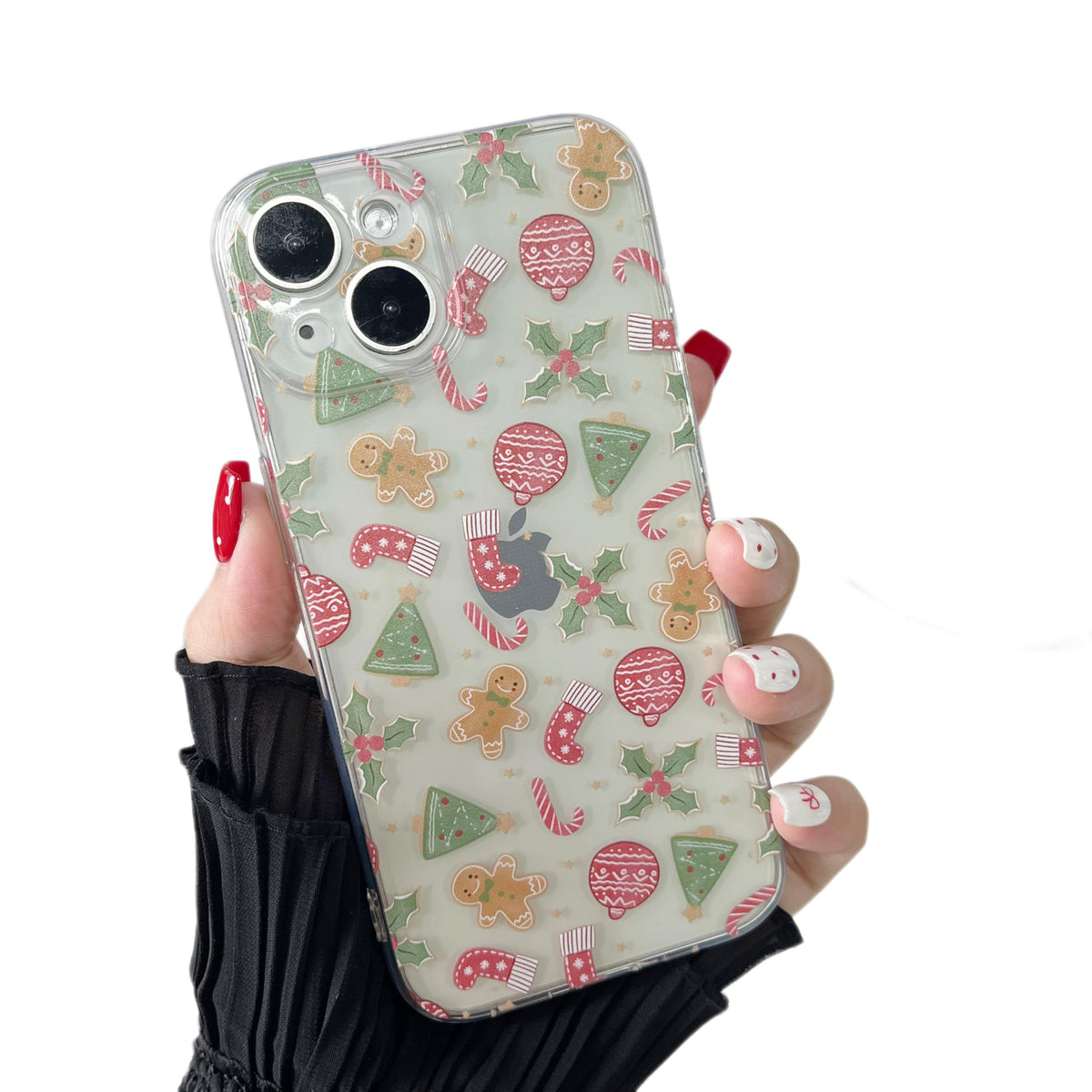 ZTOFERA Christmas Phone Case for iPhone 12 6.1 inch,Clear Cute Merry Christmas Pattern Phone Case Gifts Transparent Hard PC +TPU Bumper Shockproof Protective Cover-Gingerbread Man
