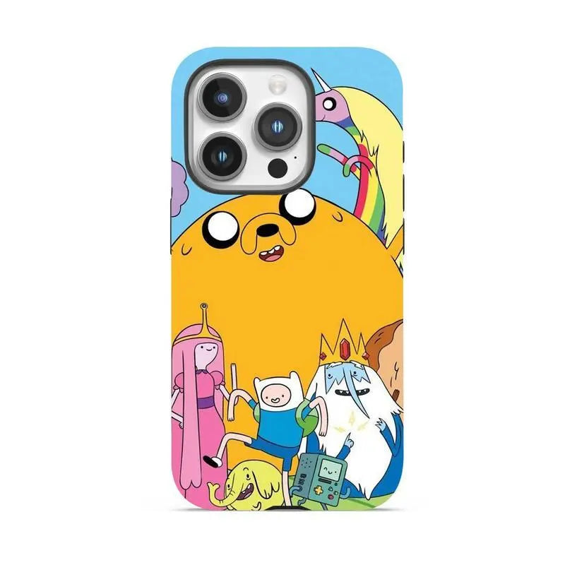 Cute Adventure Time Characters Collage Design Fan Art Magnetic Tough Case Phone Cover for Cartoon Network Fans Durable Protective Magsafe Case Funny Accessory Shockproof Cellphone Casing