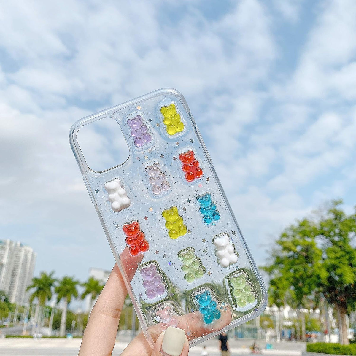 UnnFiko Cute Clear Phone Case for iPhone 15, Super Kawaii Cartoon Bears, Funny Creative Soft Protective Phone Cases Cover for iPhone 15(Bears)