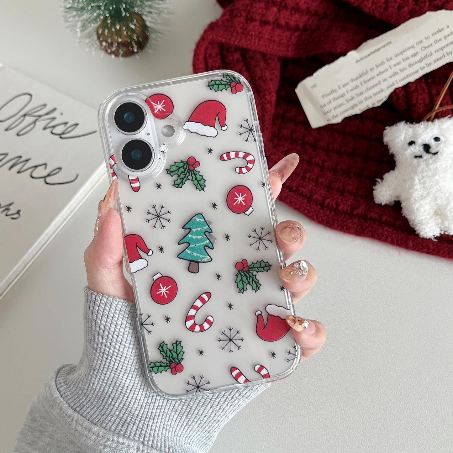 RALEAVO for iPhone 16 Christmas Case Clear Cute Snowflakes Pattern,White | for iPhone 16 Case Christmas Cute Snowflakes Design,Winter Holiday Cover,Transparent Soft TPU Shockproof Protective