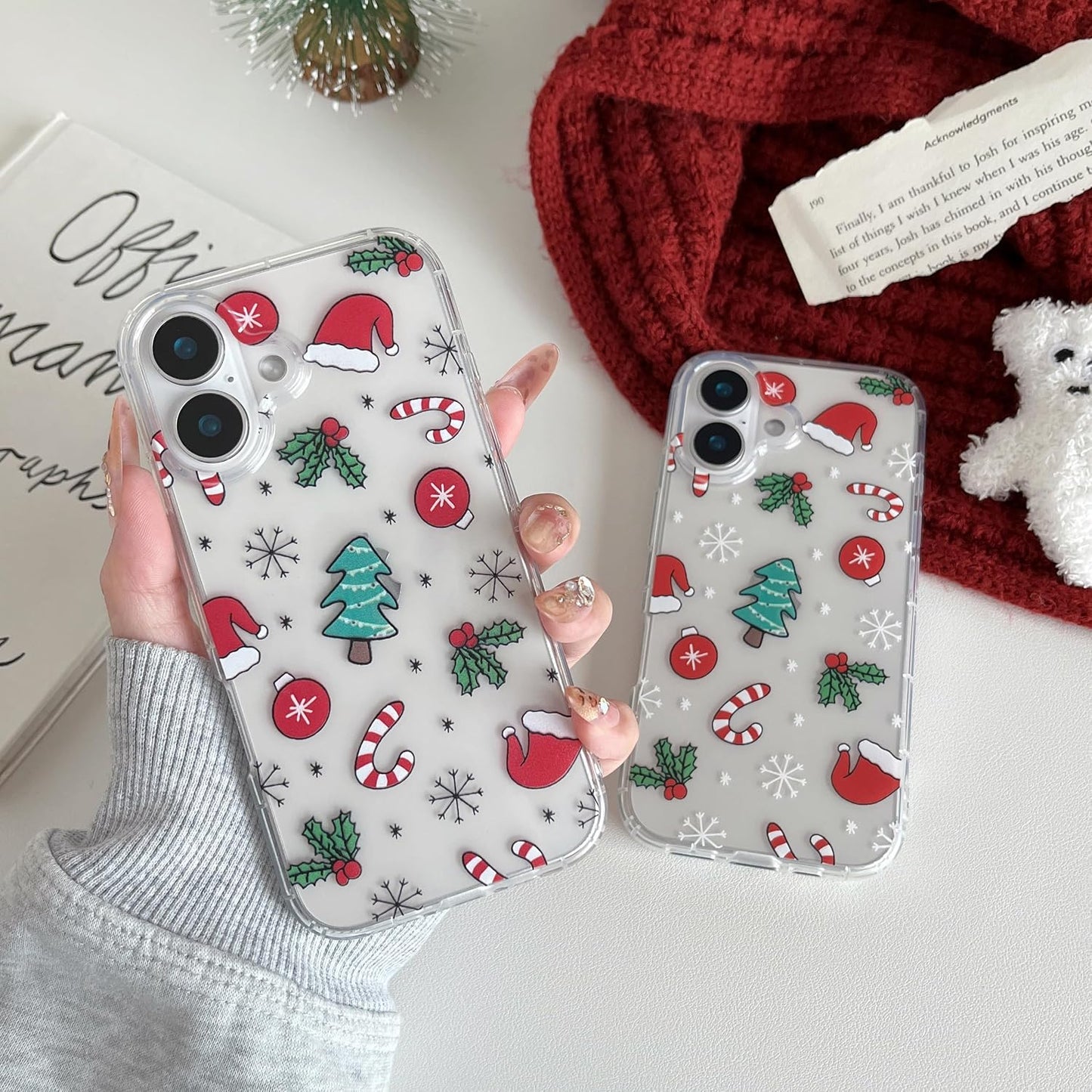 RALEAVO for iPhone 16 Christmas Case Clear Cute Snowflakes Pattern,White | for iPhone 16 Case Christmas Cute Snowflakes Design,Winter Holiday Cover,Transparent Soft TPU Shockproof Protective