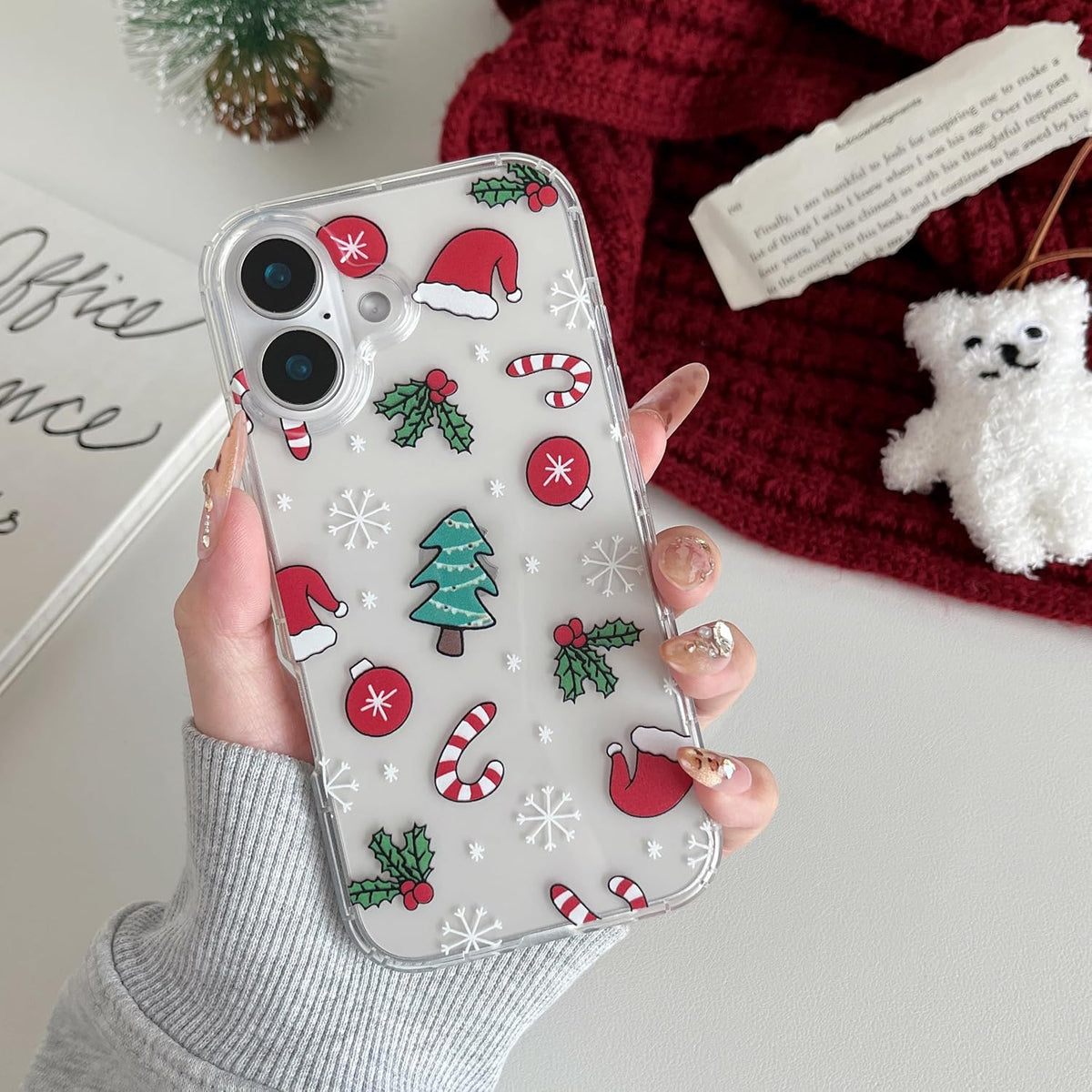 RALEAVO for iPhone 16 Christmas Case Clear Cute Snowflakes Pattern,White | for iPhone 16 Case Christmas Cute Snowflakes Design,Winter Holiday Cover,Transparent Soft TPU Shockproof Protective