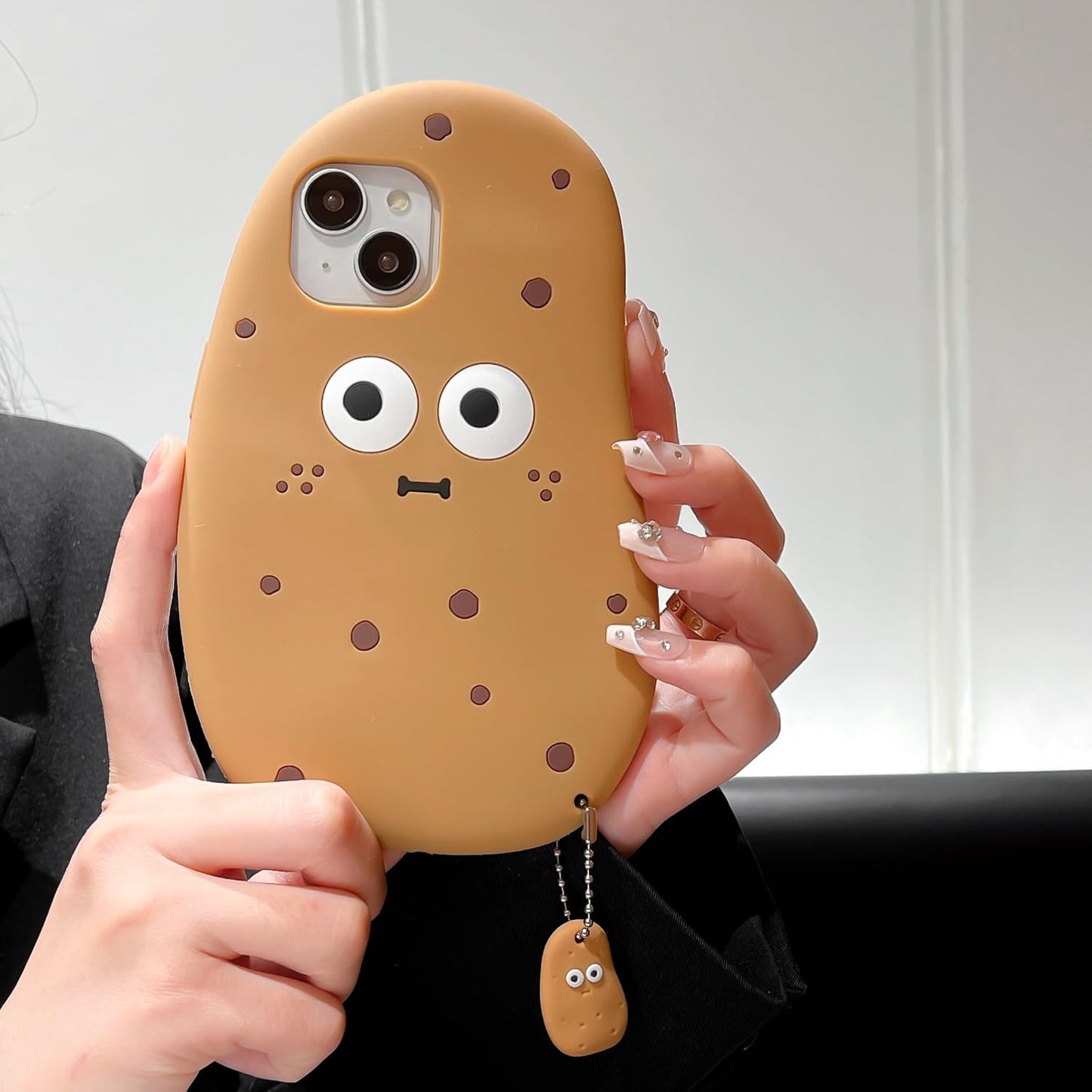 3D Potato Case,Cartoon Cute Kawaii Character Funny Potato Man with Pendant Kids Teens Girls Women Shockproof Soft Silicone Case for iPhone 13/iPhone 14/iPhone 15 6.1 inch