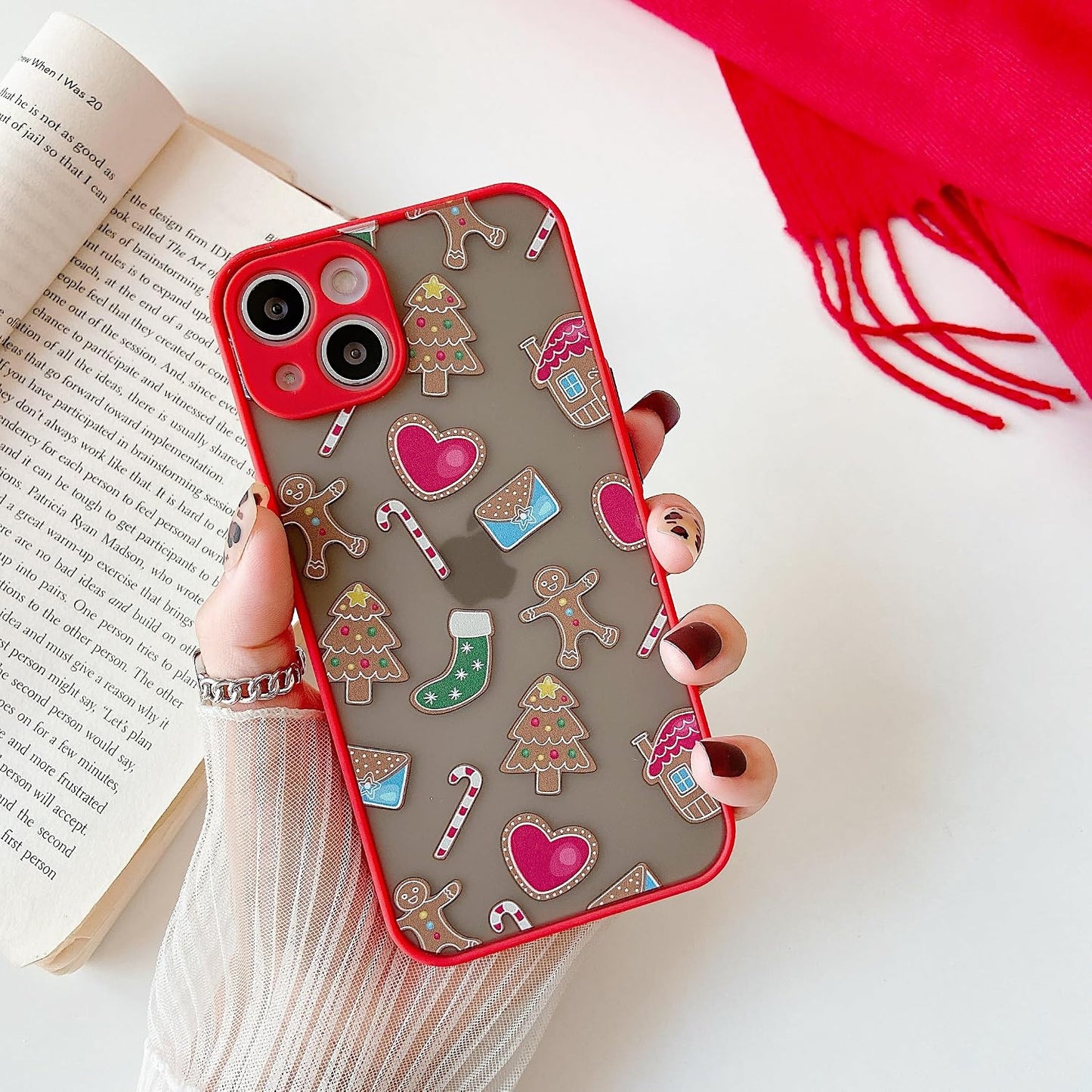 ZTOFERA Christmas Case for iPhone 15,Cute Merry Christmas Pattern Phone Case Gifts Translucent Silicone Hard PC +TPU Bumper Shockproof Protective Cover for iPhone 15 6.1 inch-Gingerbread Man