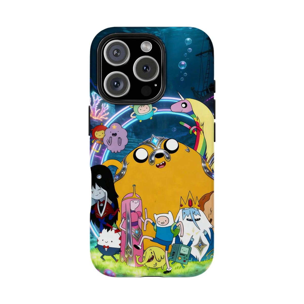 Cute Adventure Time Characters Collage Design Fan Art Magnetic Tough Case Phone Cover for Cartoon Network Fans Durable Protective Magsafe Case Funny Accessory Shockproof Cellphone Casing