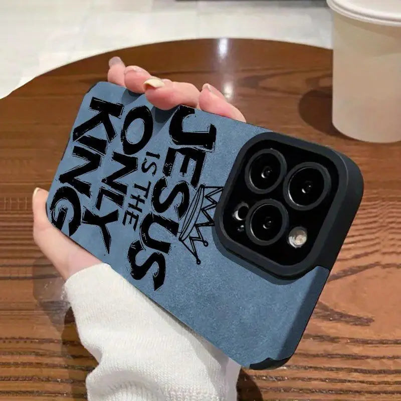 Jesus is the only king phone case, made of durable materials, for fashion enthusiasts, compatible with iPhone 11/12/13/14/15/16/17, a holiday gift for friends, family, and yourself