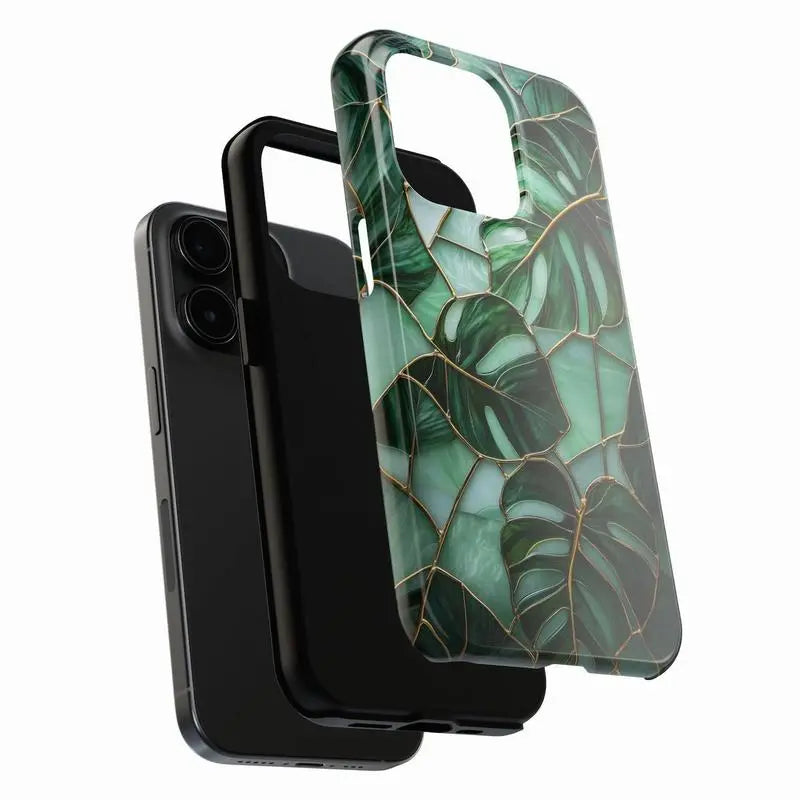 Colorful Monstera Leaf Smartphone Casing - Protective Handheld Cellphone Case with Green Plant Pattern, Compatible with iPhone 17 Pro Max,16 Pro,15 Plus,14,13,12,11 & Samsung S25 Ultra,S24 Plus,S23 FE,S22,S21,A56,A36,A26,A16 Devices, MFL10 Accessories, Co